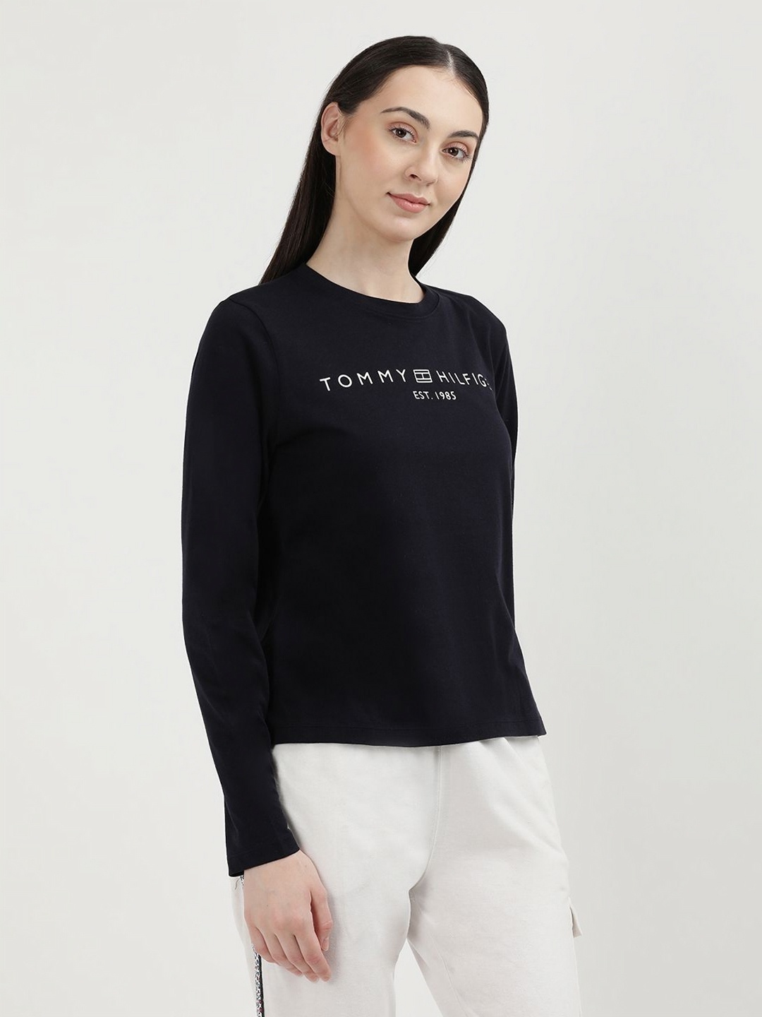 

Tommy Hilfiger Women Extended Sleeves Round Neck T-shirt, Blue