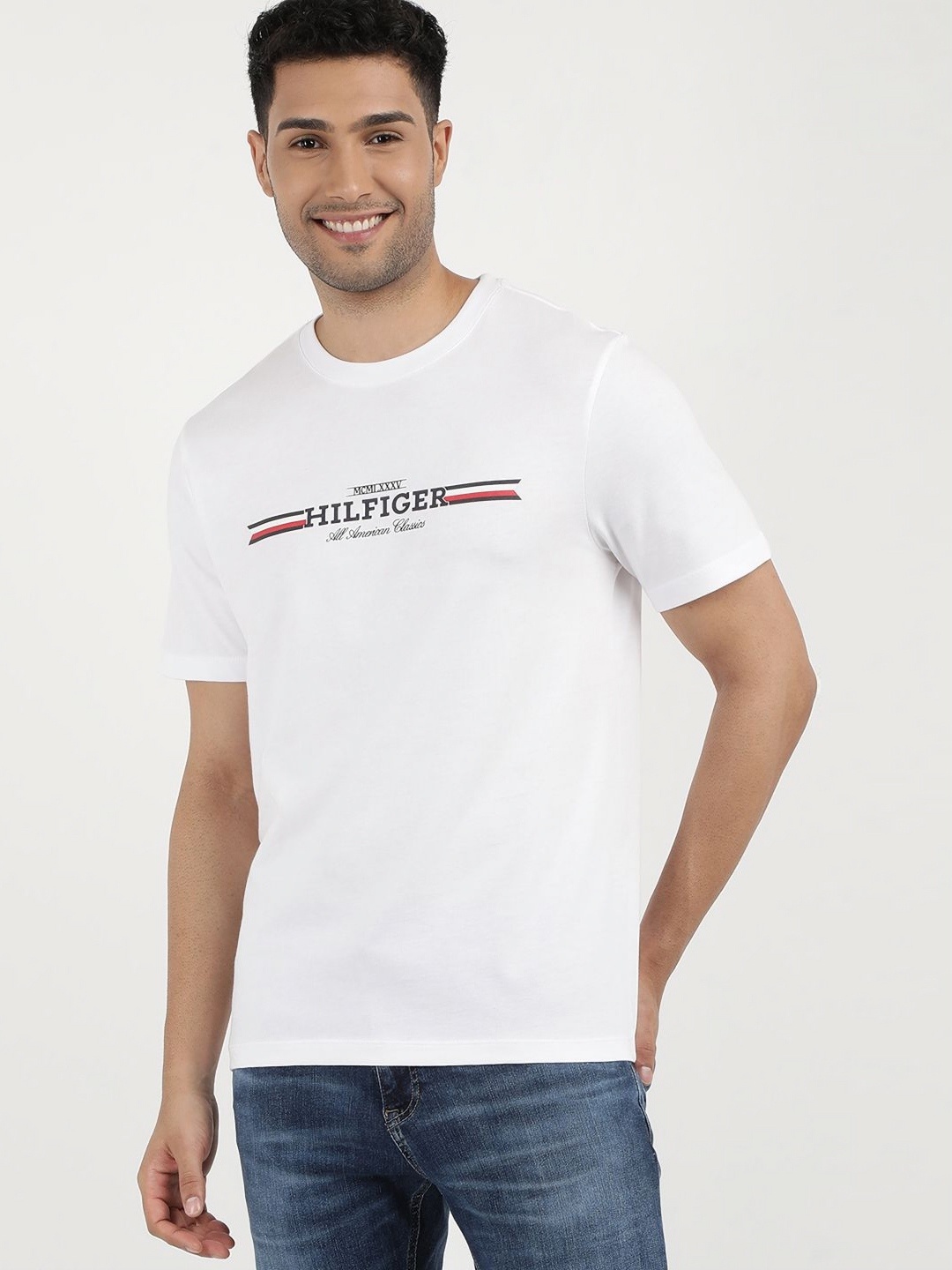 

Tommy Hilfiger Men Typography Printed T-shirt, White