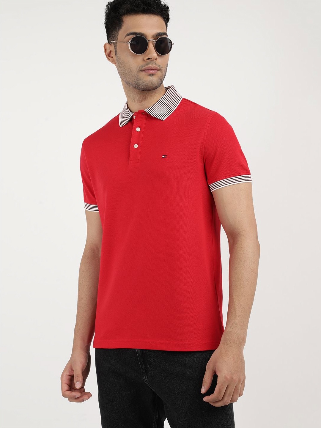 

Tommy Hilfiger Men Polo Collar Pockets T-shirt, Red