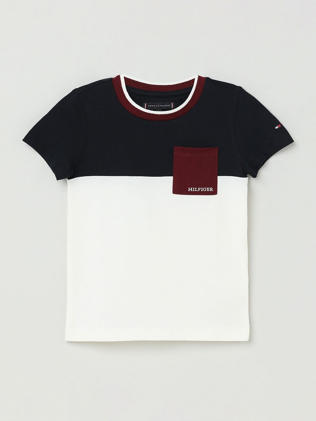 

Tommy Hilfiger Boys Colourblocked Round Neck Regular Fit T-shirt, White