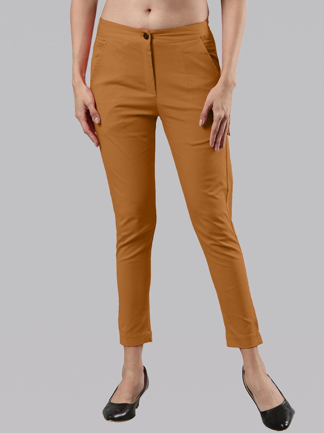 Femmora Women Comfort Chinos Trousers, Brown