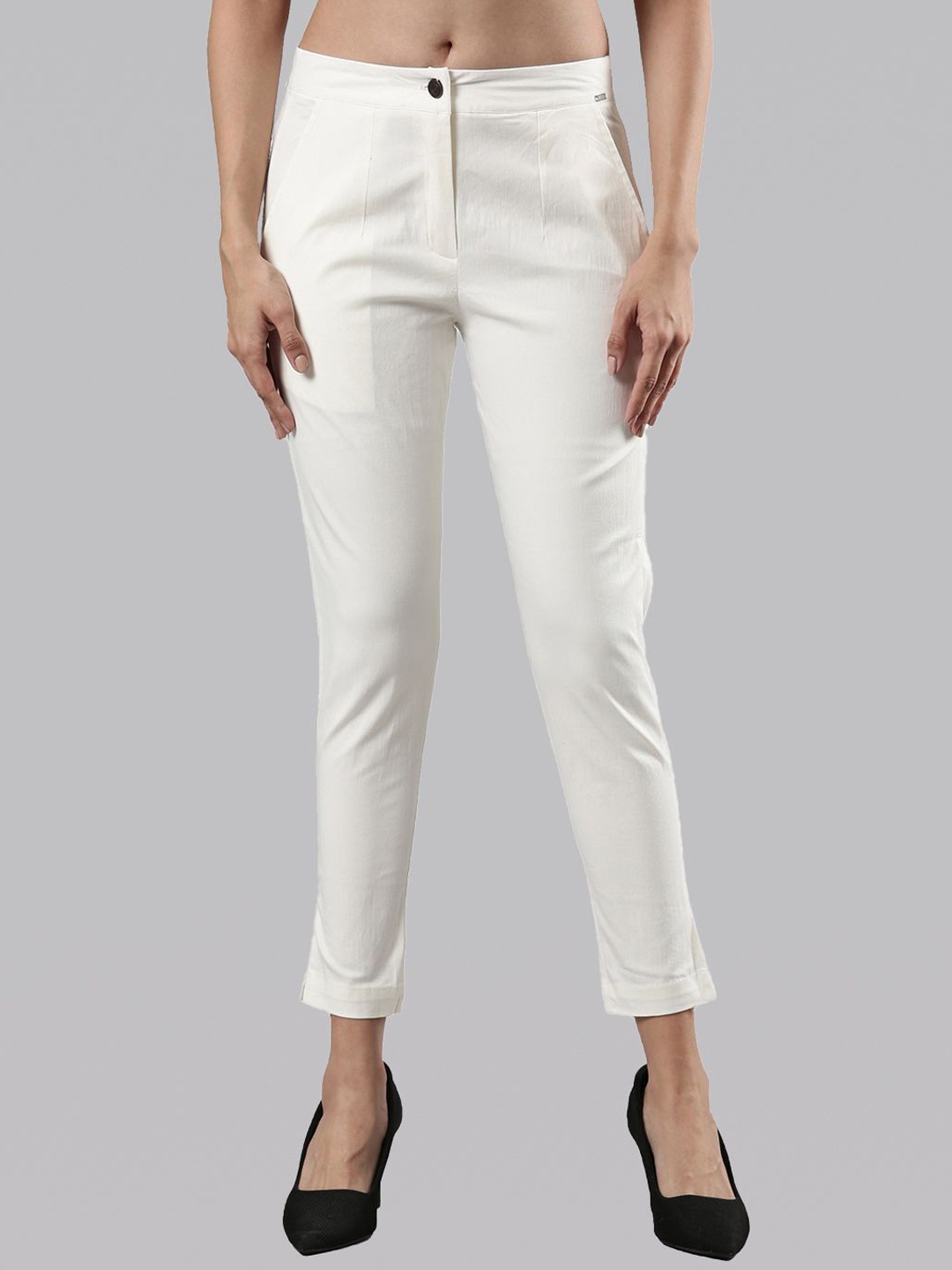 

Femmora Women Comfort Regular Fit Trousers, Off white