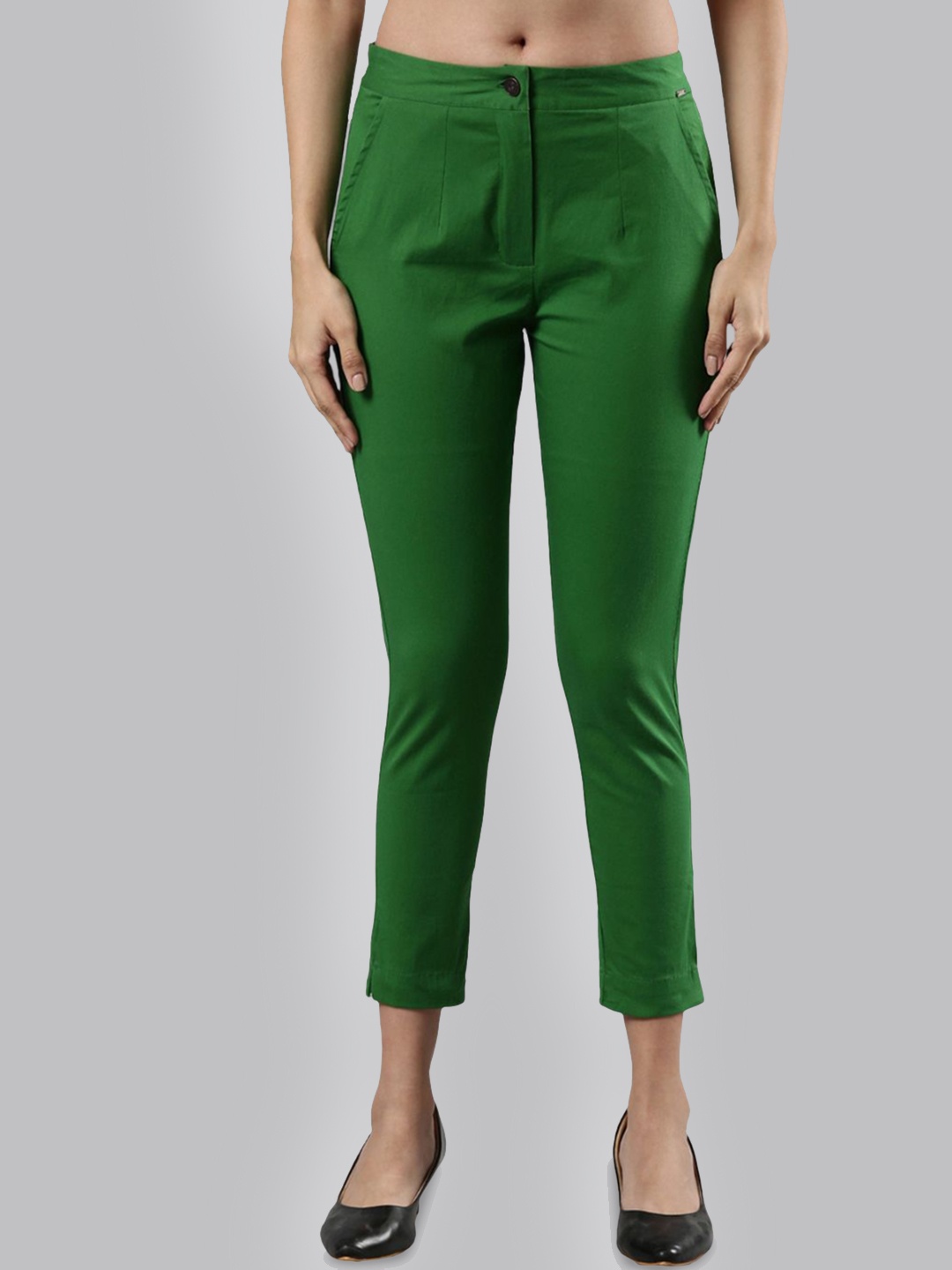 

Femmora Women Comfort Regular Fit Trousers, Green