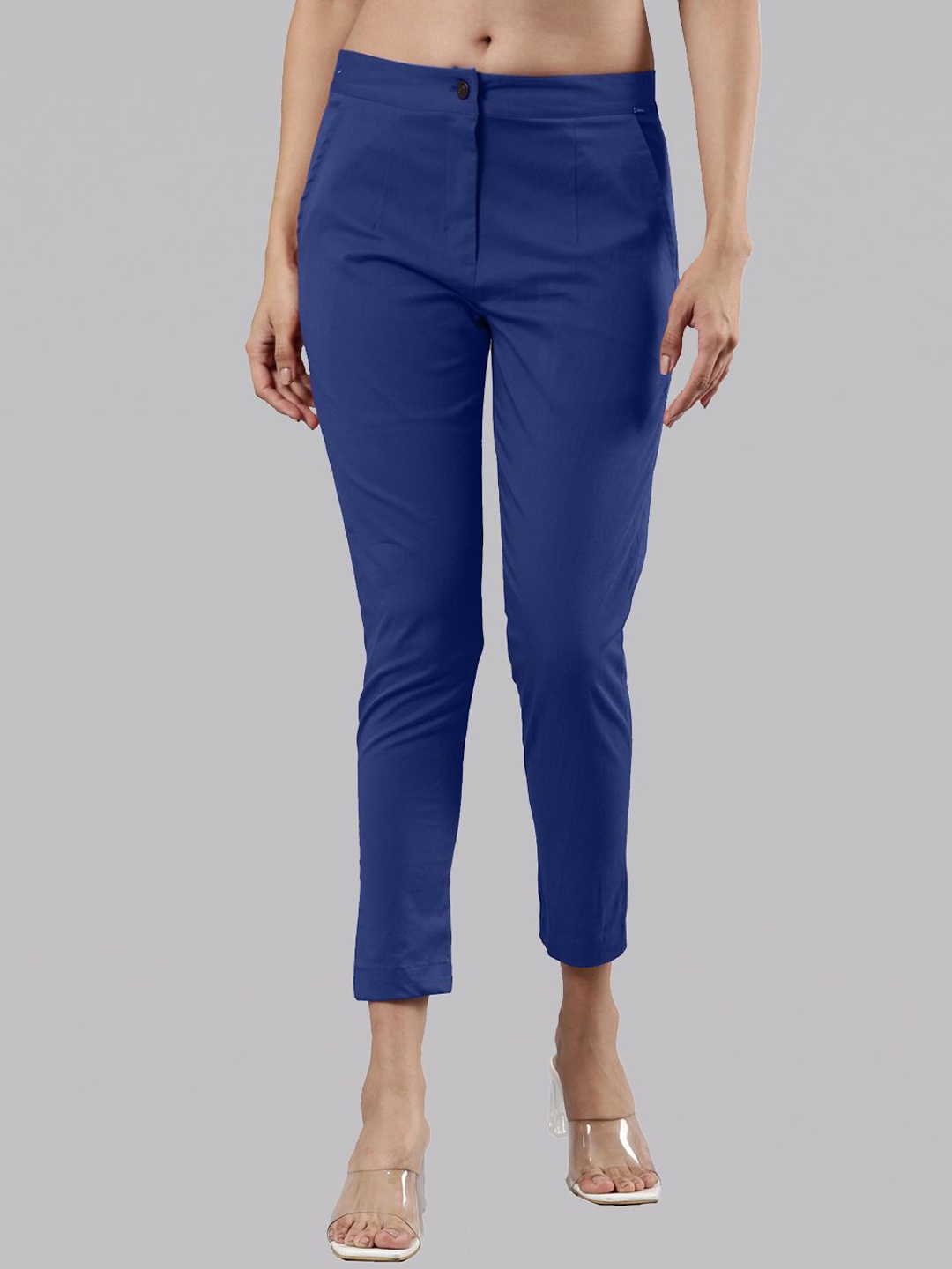 

Femmora Women Comfort Cropped Cigarette Trousers, Violet