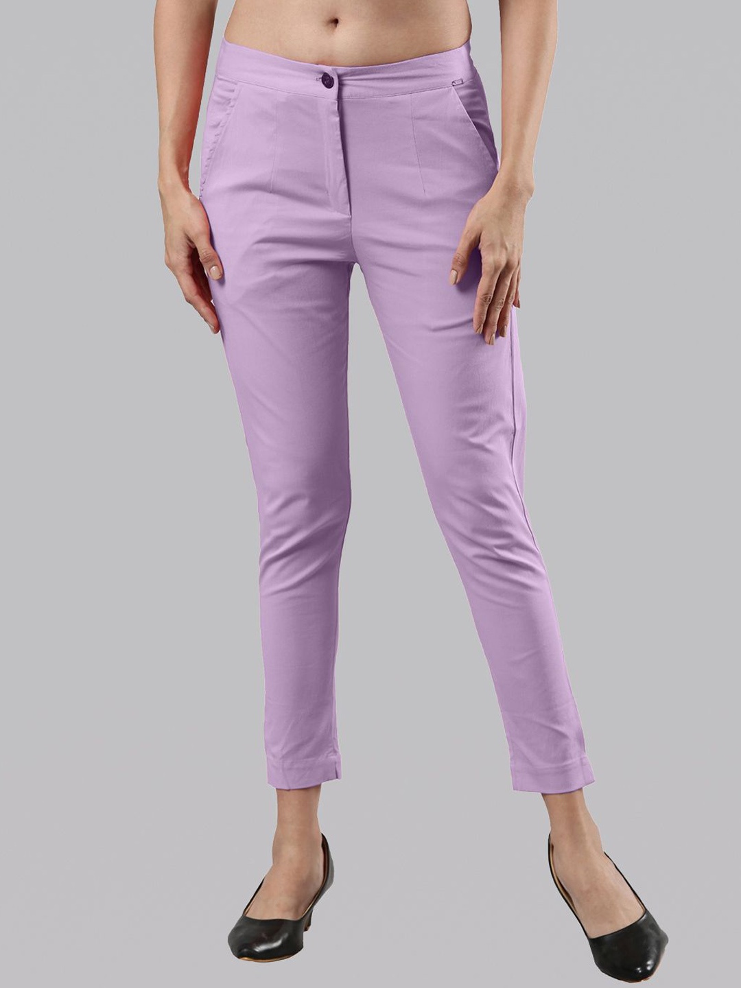 

Femmora Women Comfort Regular Fit Chinos Trousers, Lavender