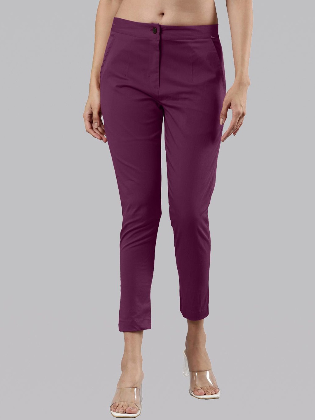 

Femmora Women Mid Rise Comfort Trouser, Violet
