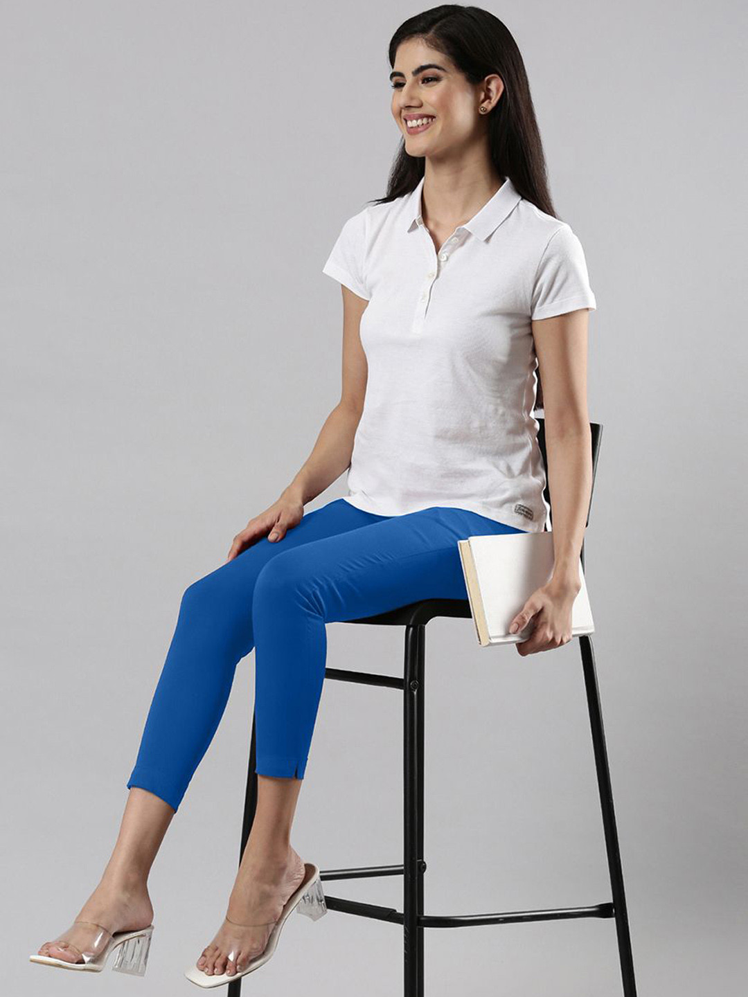 

Femmora Women Comfort Front Zip and Button Closure Trousers, Blue