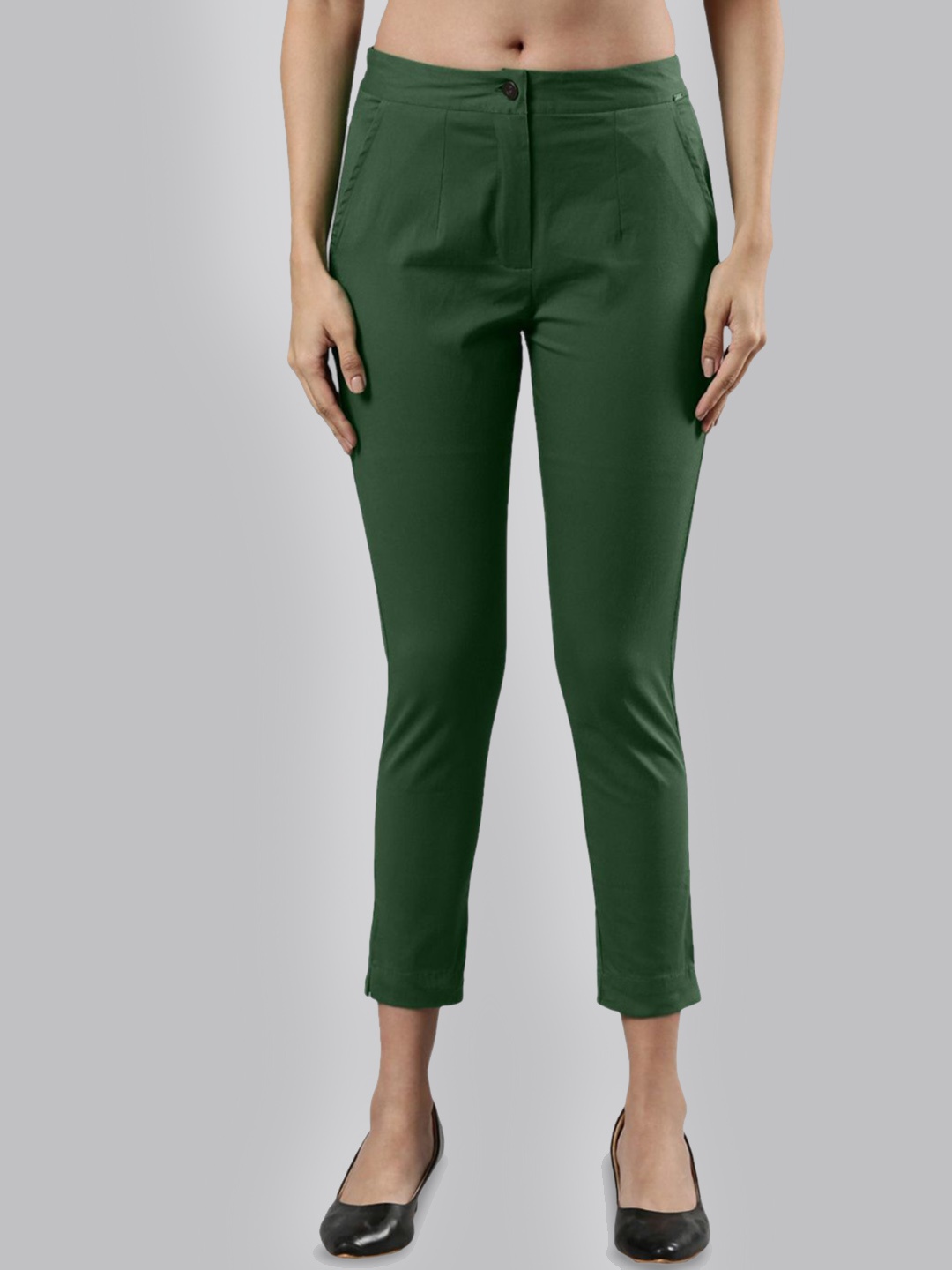 

Femmora Women Mid-Rise Comfort Trouser, Green