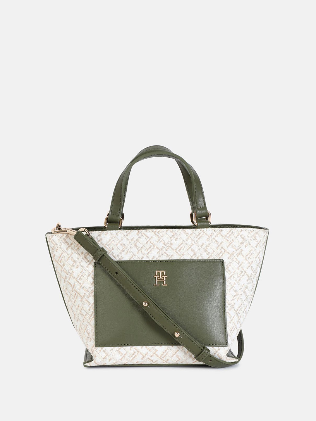 

Tommy Hilfiger Oversized Structured Handheld Bag with Tasselled, Green