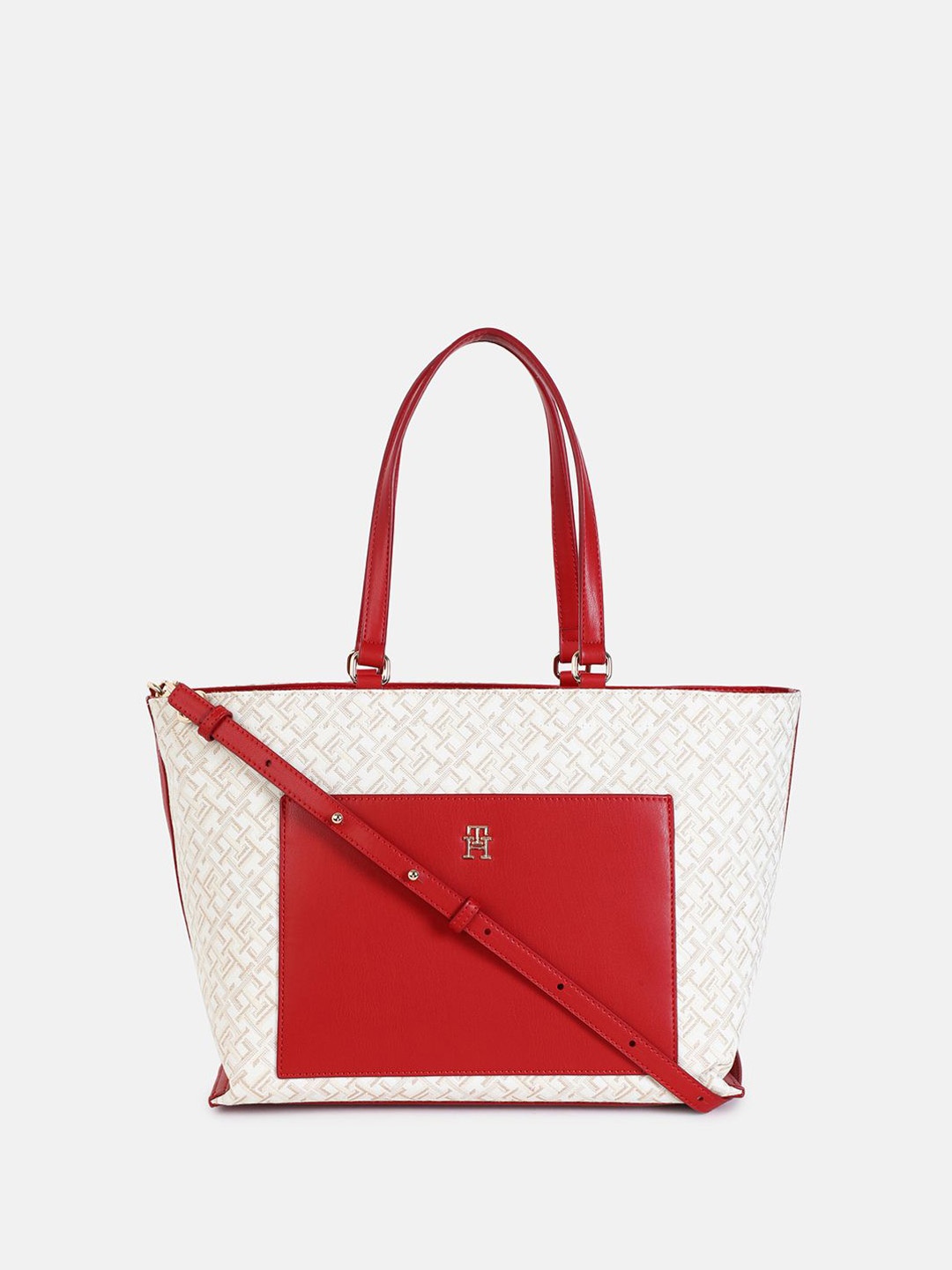 Tommy Hilfiger Women Geometric Shopper Handheld Bag, Red