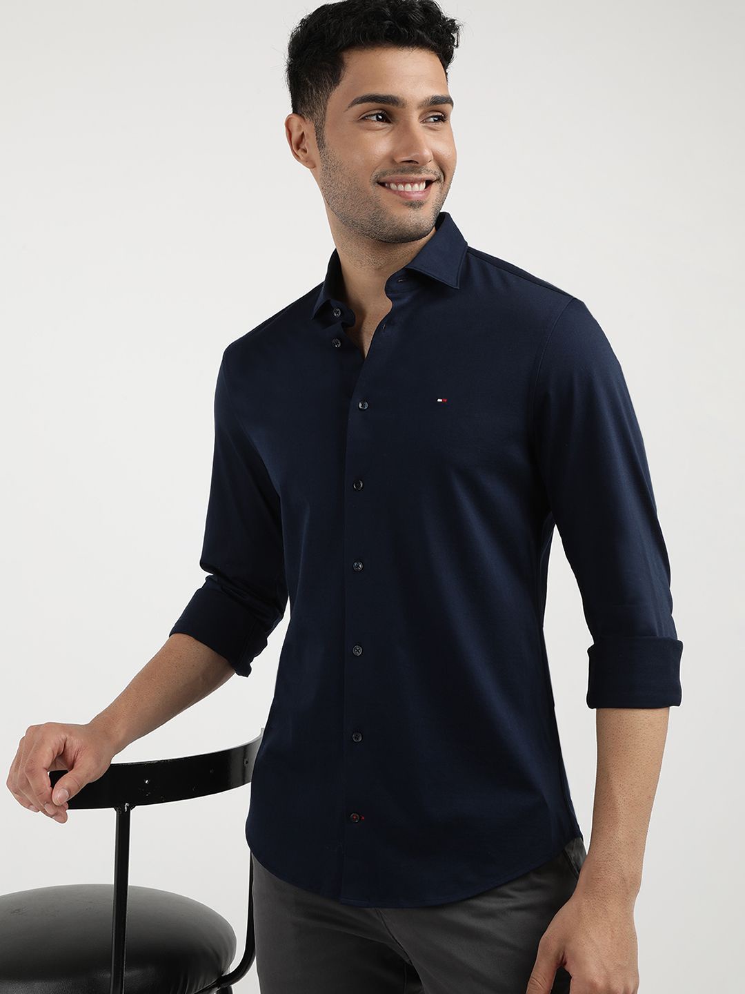 

Tommy Hilfiger Men Slim Fit Opaque Casual Shirt, Blue