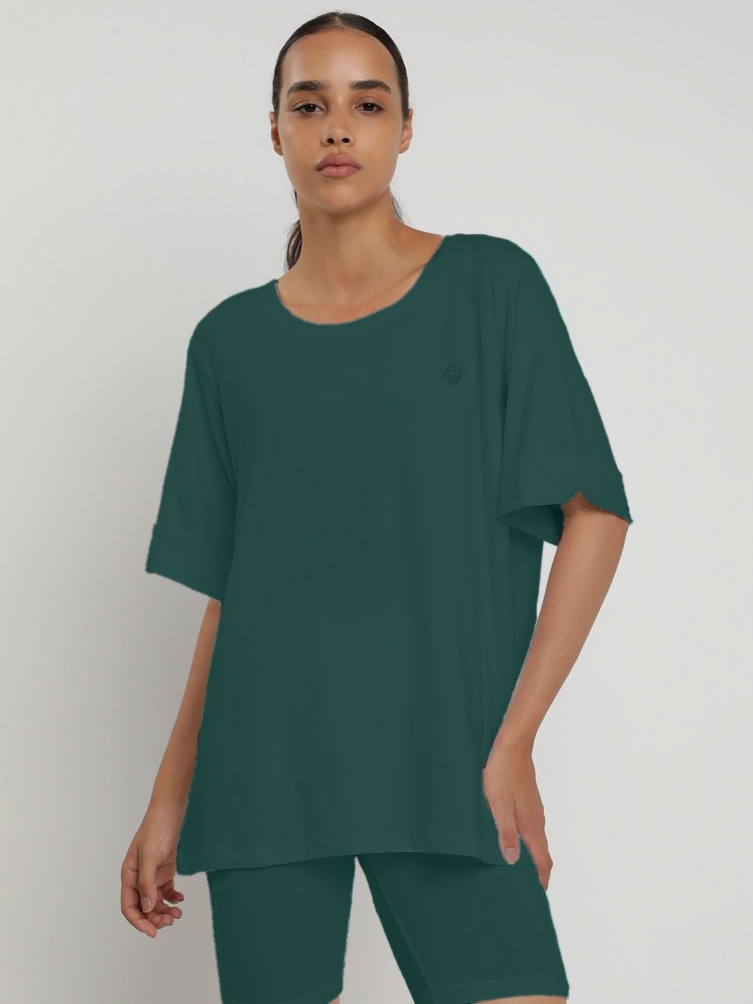 

Wearjukebox Women 2 Drop-Shoulder Sleeves Pockets T-shirt, Green