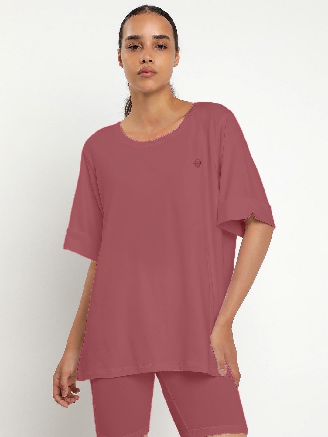 

Wearjukebox Women 2 Drop-Shoulder Sleeves Applique T-shirt, Pink