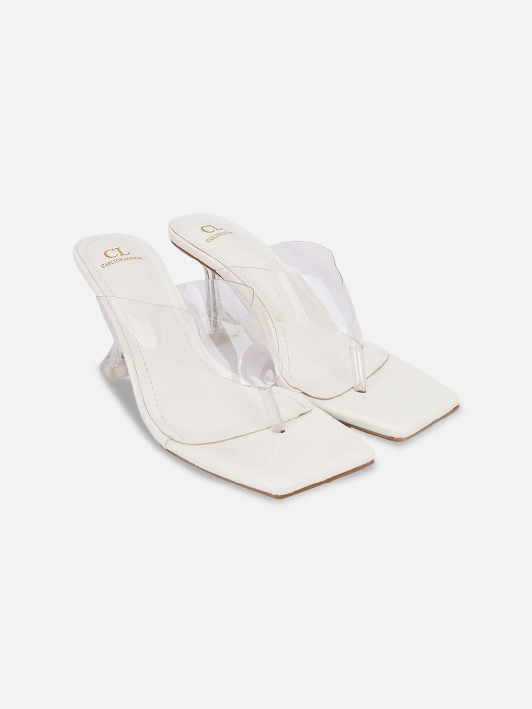 

Carlton London Women T-strap Transparent Sculpture Heels, White