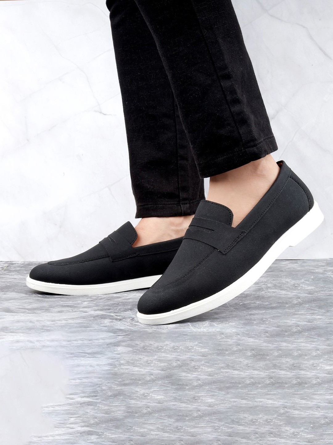 

Bxxy Men Casual PU Loafers, Black