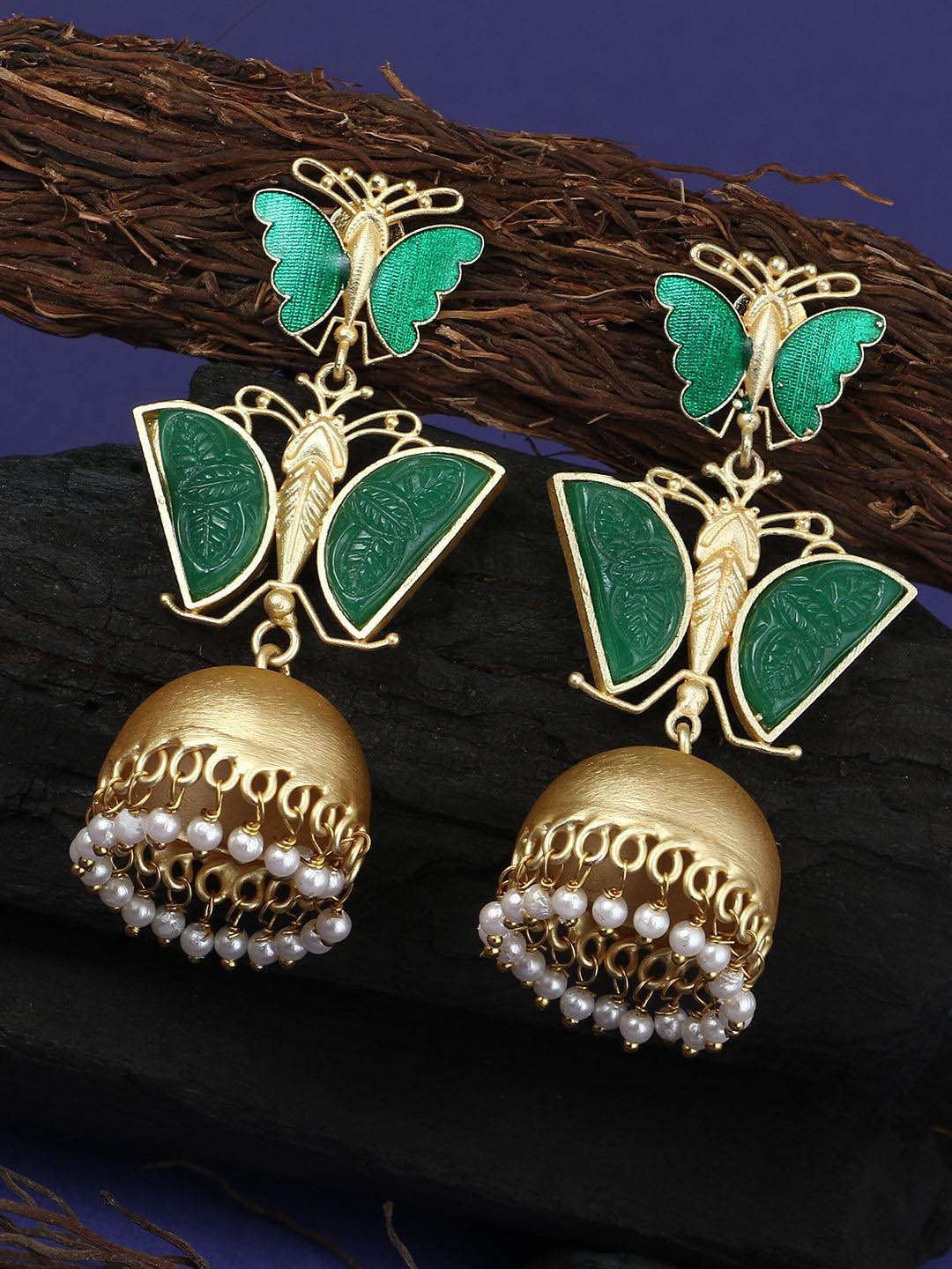 

Adwitiya Collection Gold Plated Dome Shaped Jhumkas