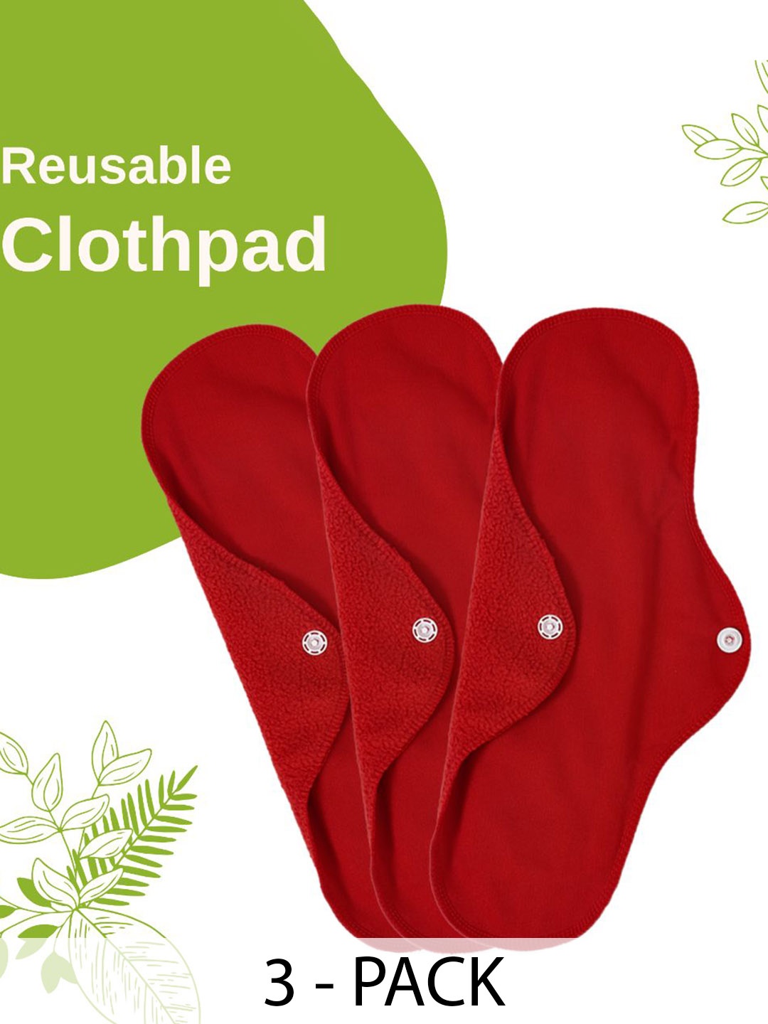 

CareDone 3- Pcs Reusable Absorbent and Leak Proof Sanitary Napkins, Red