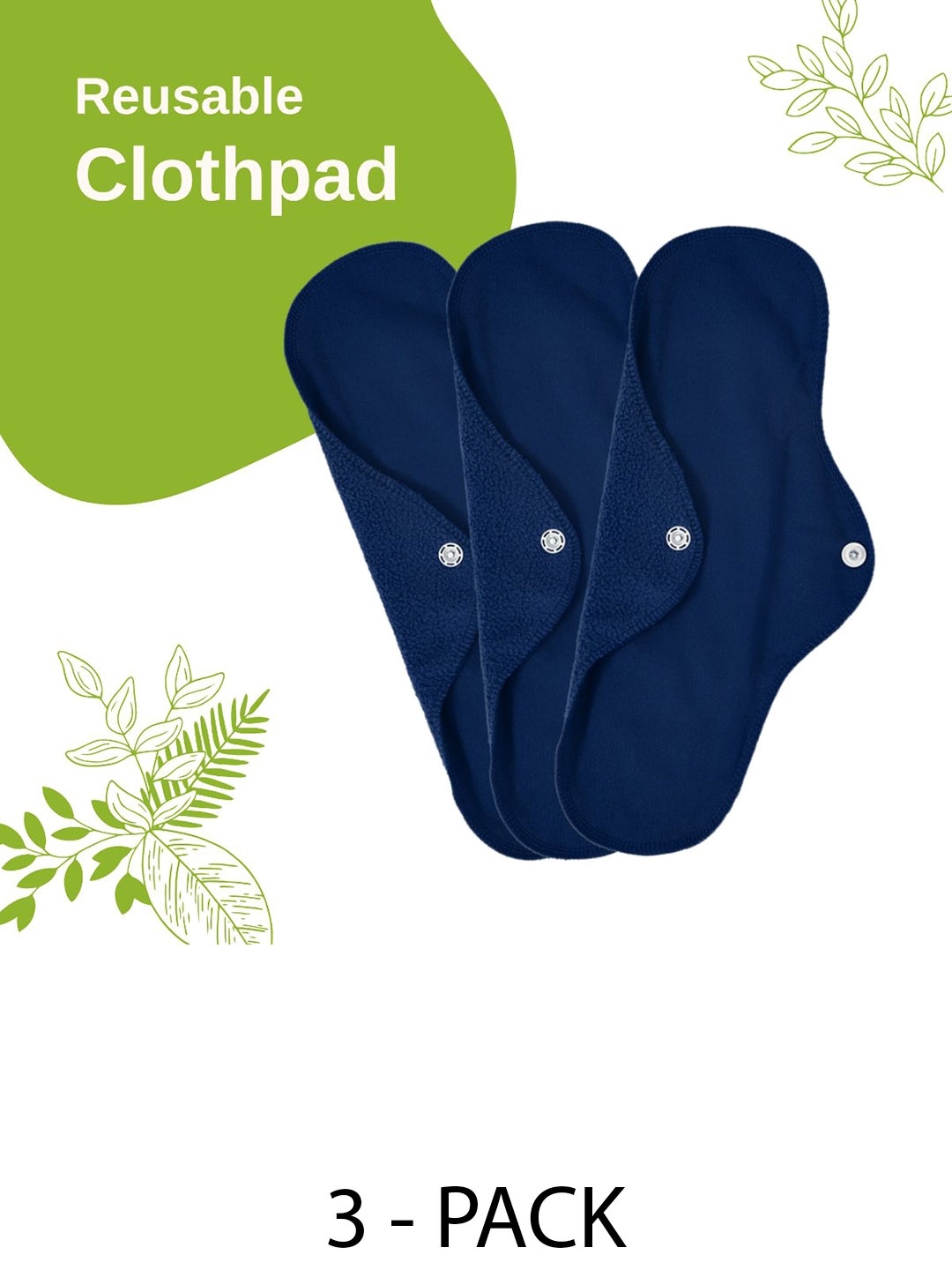 

CareDone 3- Pcs Reusable Absorbent & Leak Proof Sanitary Napkin, Navy blue