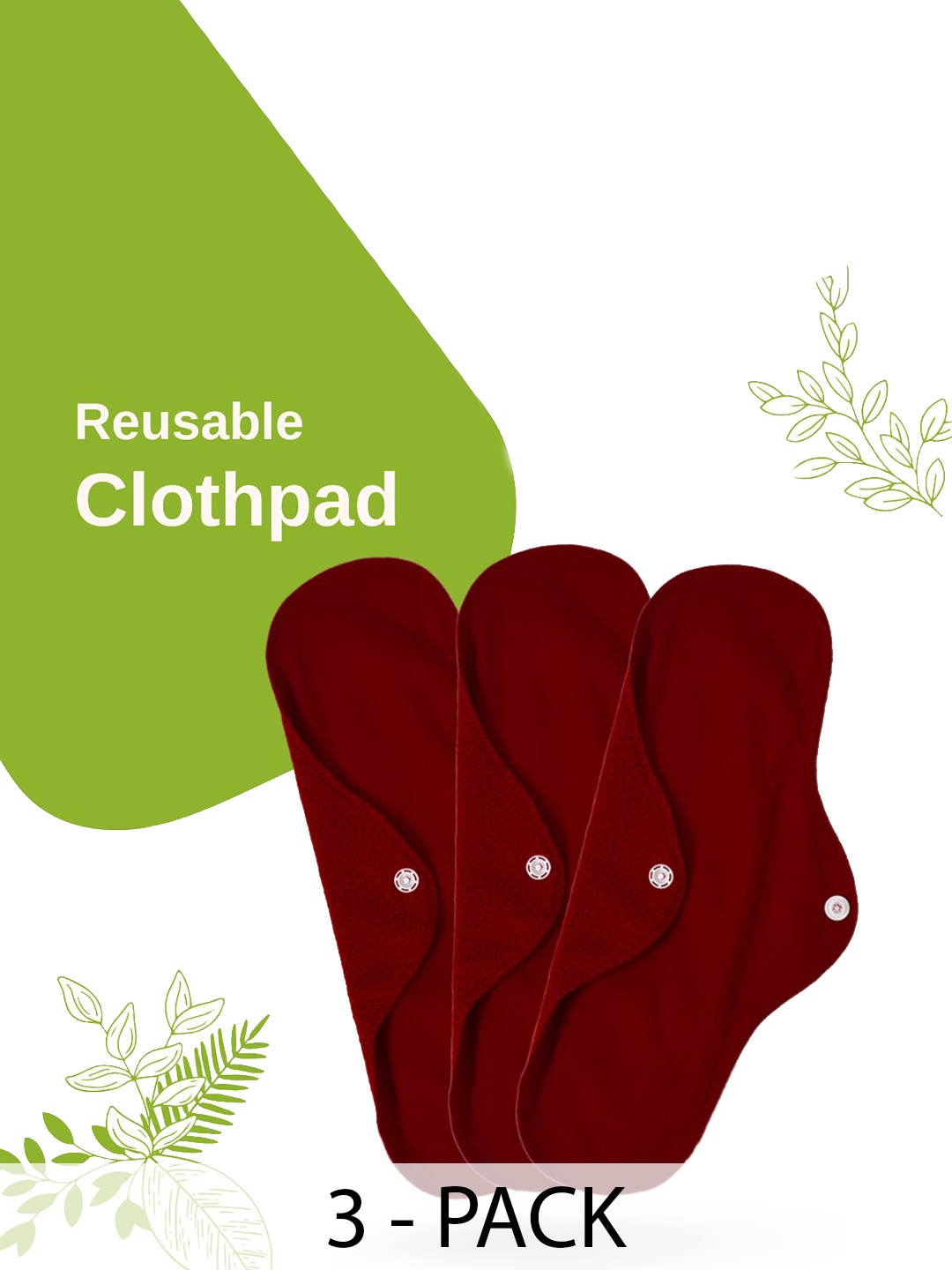 

CareDone 3-Pcs Reusable Very Absorbent & Leak Proof Sanitary Napkin - Maroon