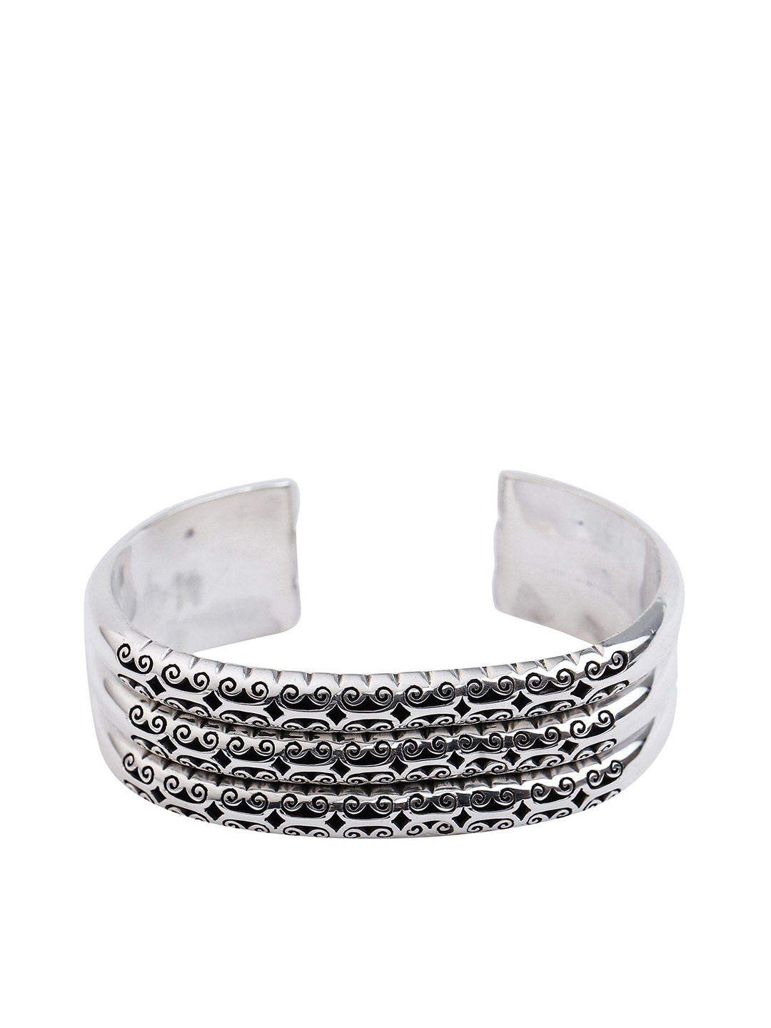 

Exotic India Sterling Silver Elegantly Intricate Jali Cut Cuff Bracelet
