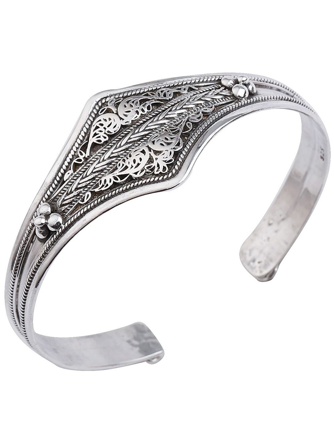 

Exotic India Sterling Silver Twisted Rope Design Filigree Cuff Bracelet