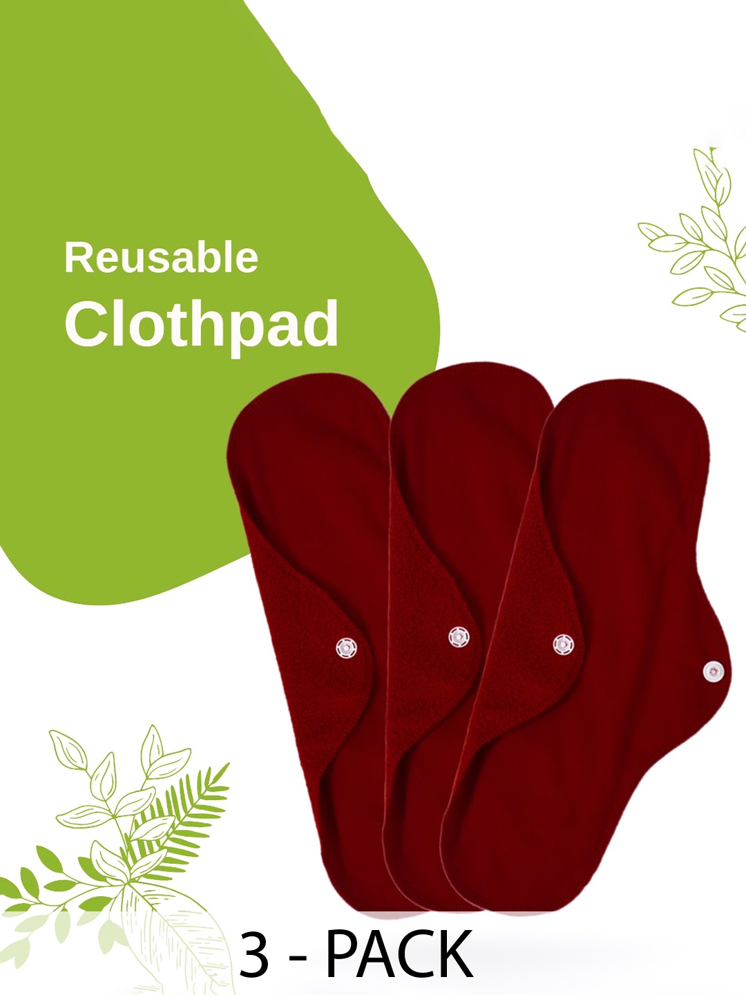 

CareDone 3-Pcs Reusable Absorbent & Leak Proof Sanitary Napkin, Maroon