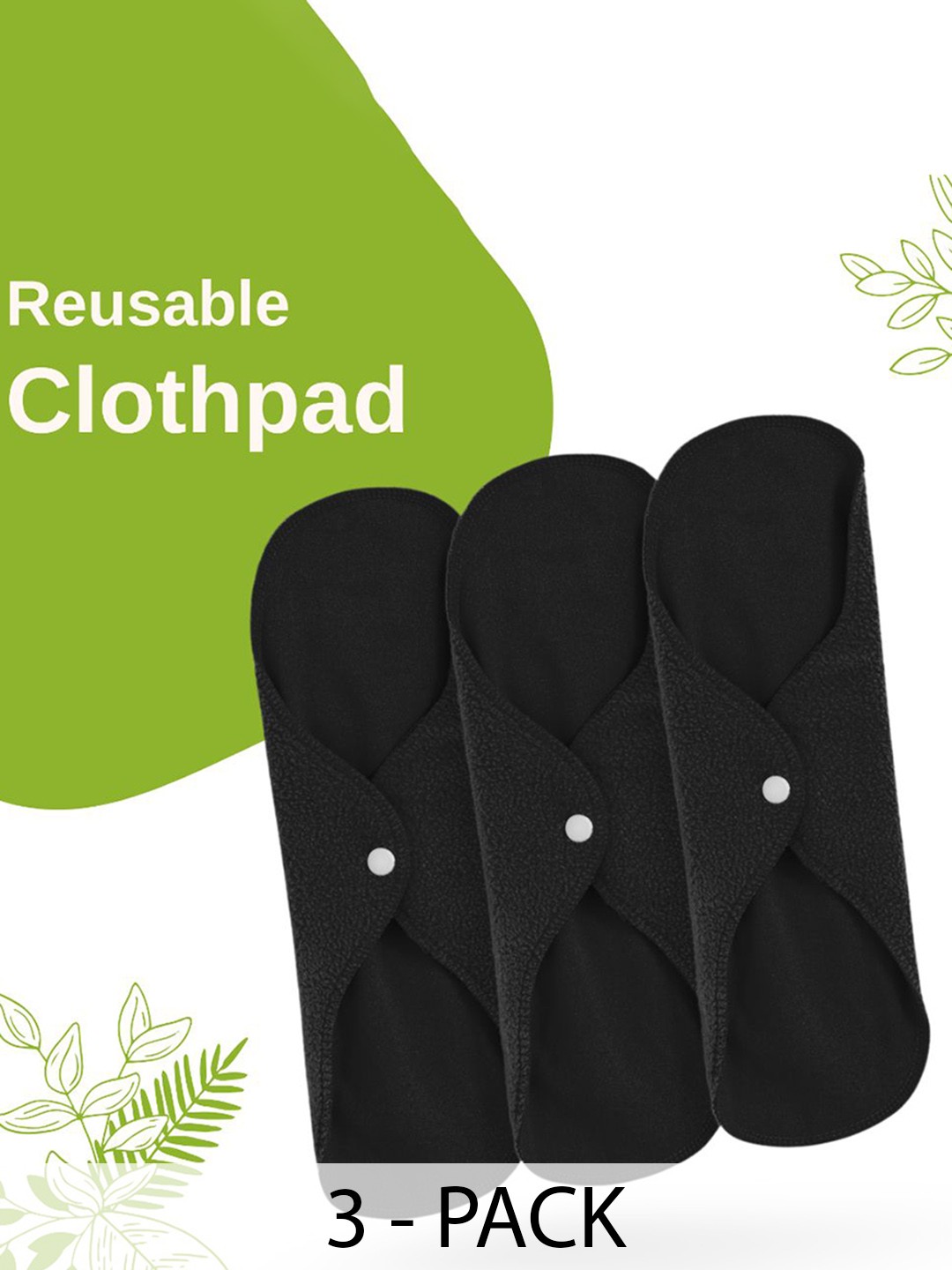 

CareDone 3-Pcs Reusable Very Absorbent & Leak Proof Sanitary Napkin - Black