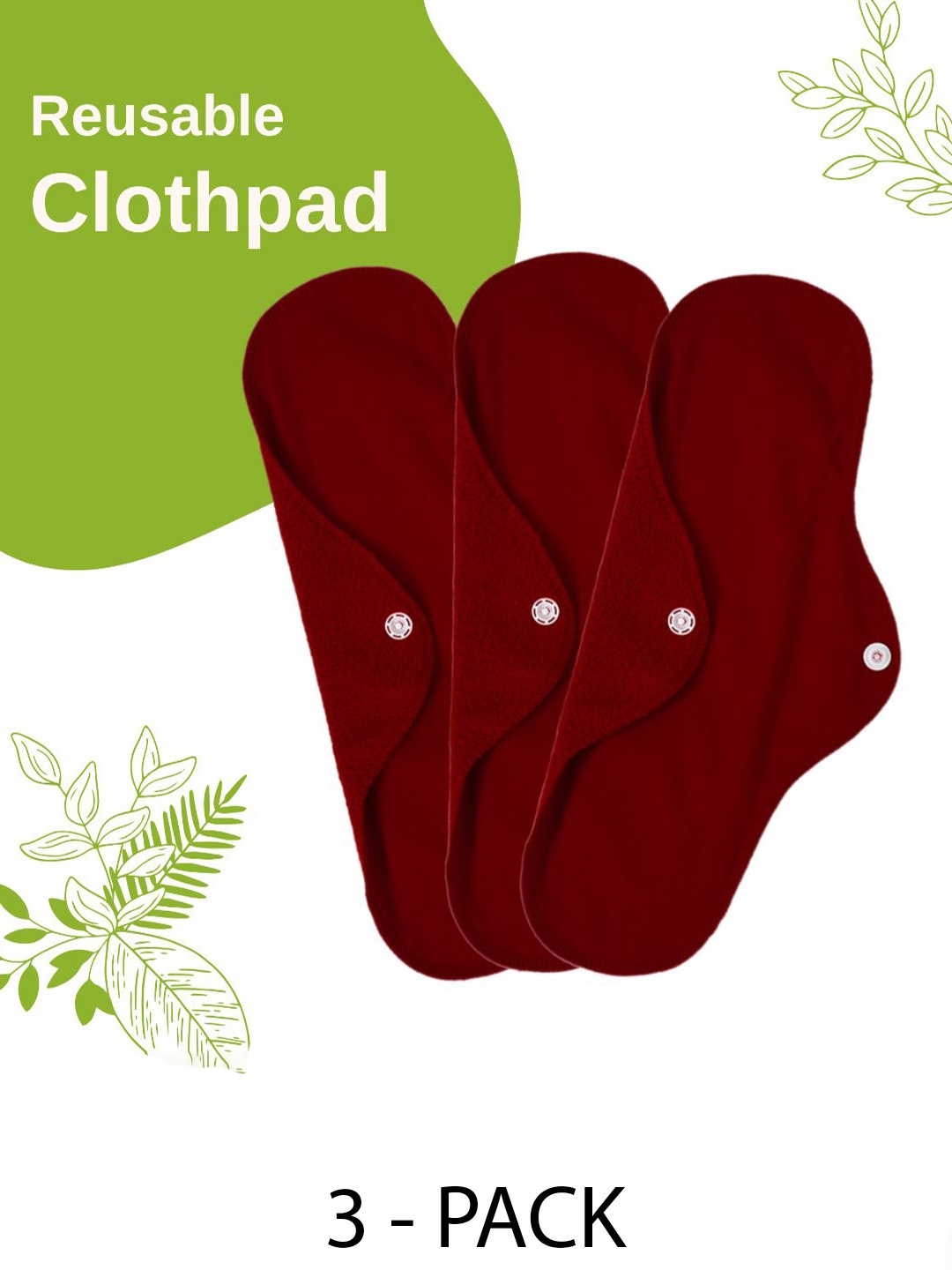

CareDone 3- Pcs Reusable Absorbent & Leak Proof Sanitary Napkins, Maroon