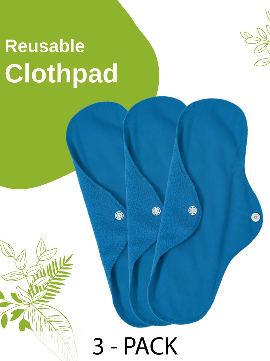 

CareDone 3- Pcs Reusable Absorbent & Leak Proof Sanitary Napkin, Blue