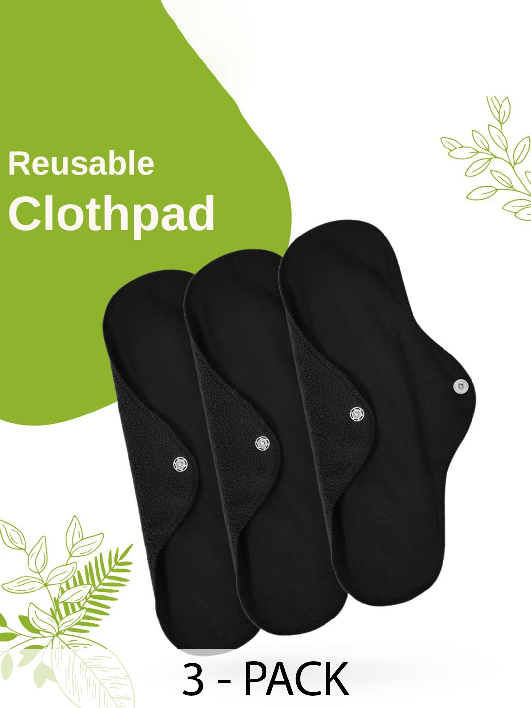 

CareDone 3- Pcs Reusable Very Absorbent & Leak Proof Sanitary Napkin, Black