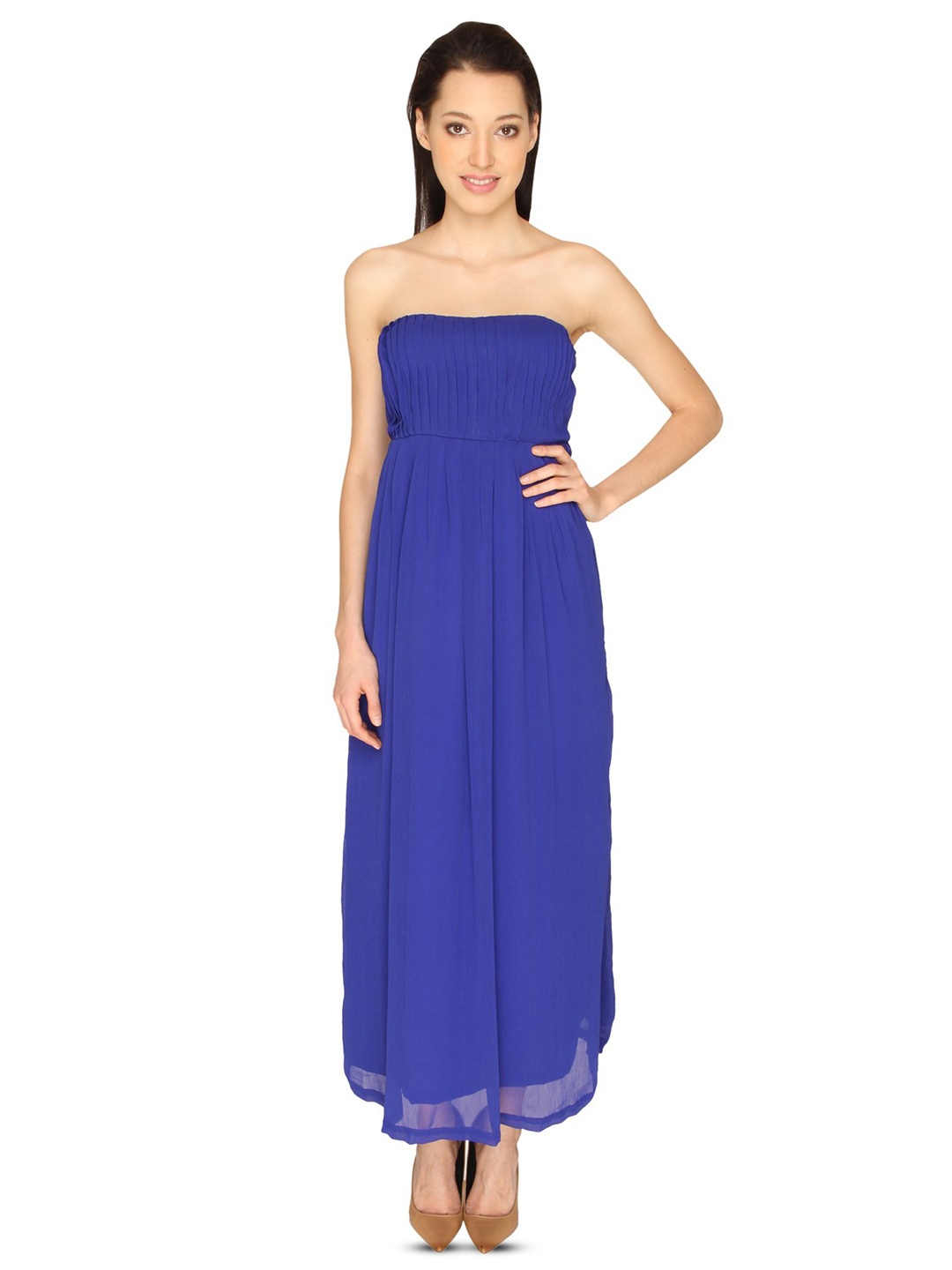 

Ashtag Solid Chiffon Maxi Dress, Blue