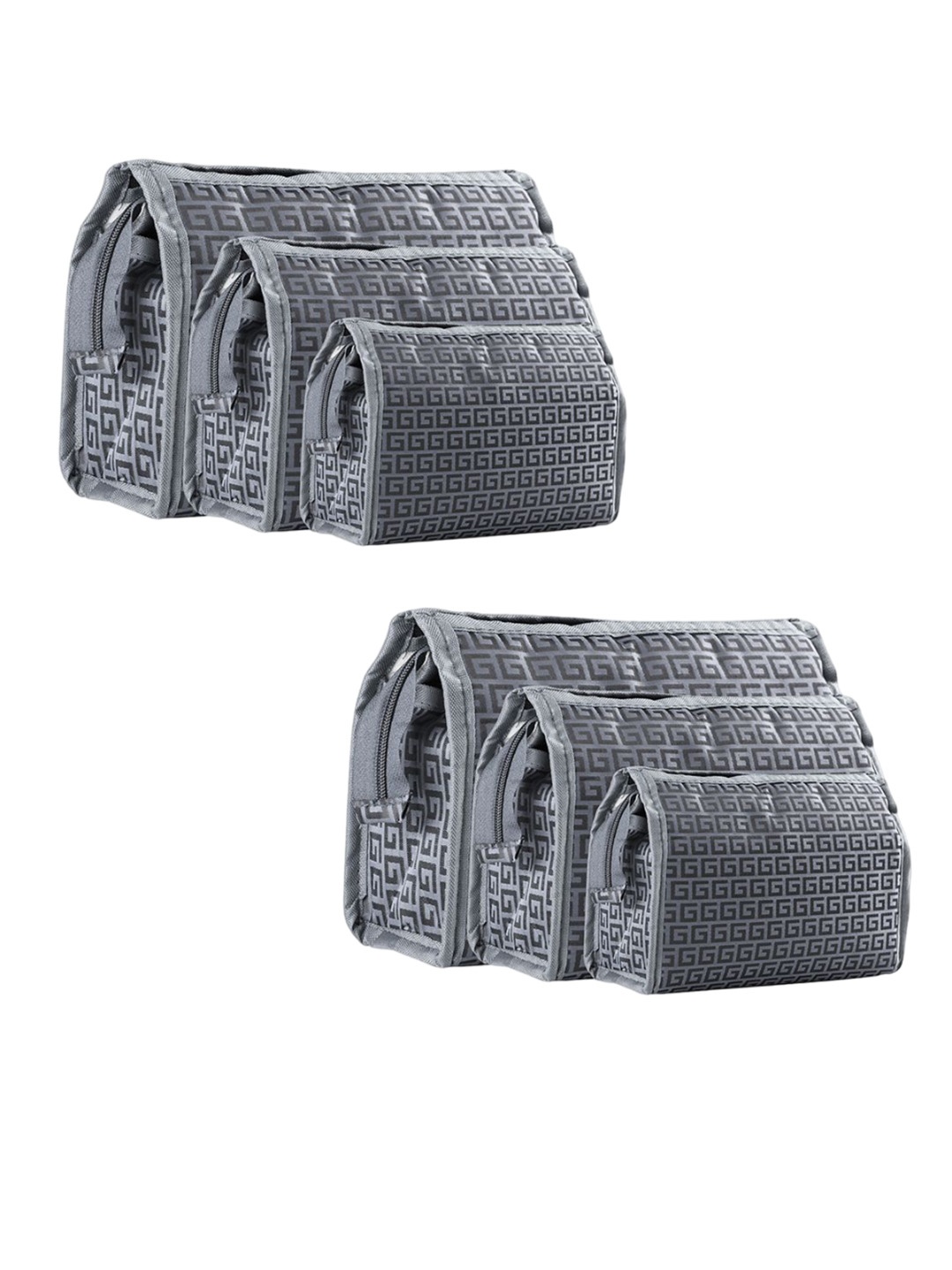 

Kuber Industries 6 Pieces Chain-Design Printed Adjustable Makeup Organisers, Grey