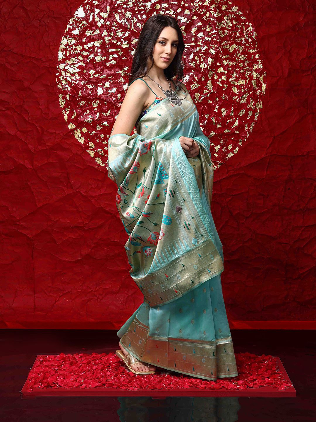 

Ishin Woven Design Zari Paithani Saree, Blue