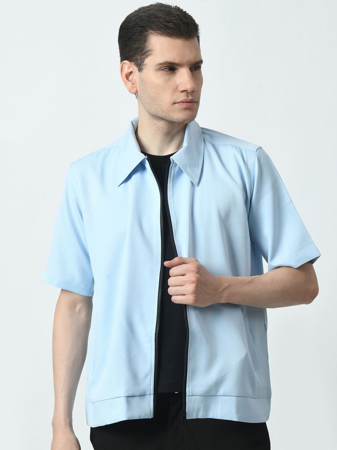

EKSDEE Men Striped Lightweight Crop Sporty Jacket with Embroidered, Blue