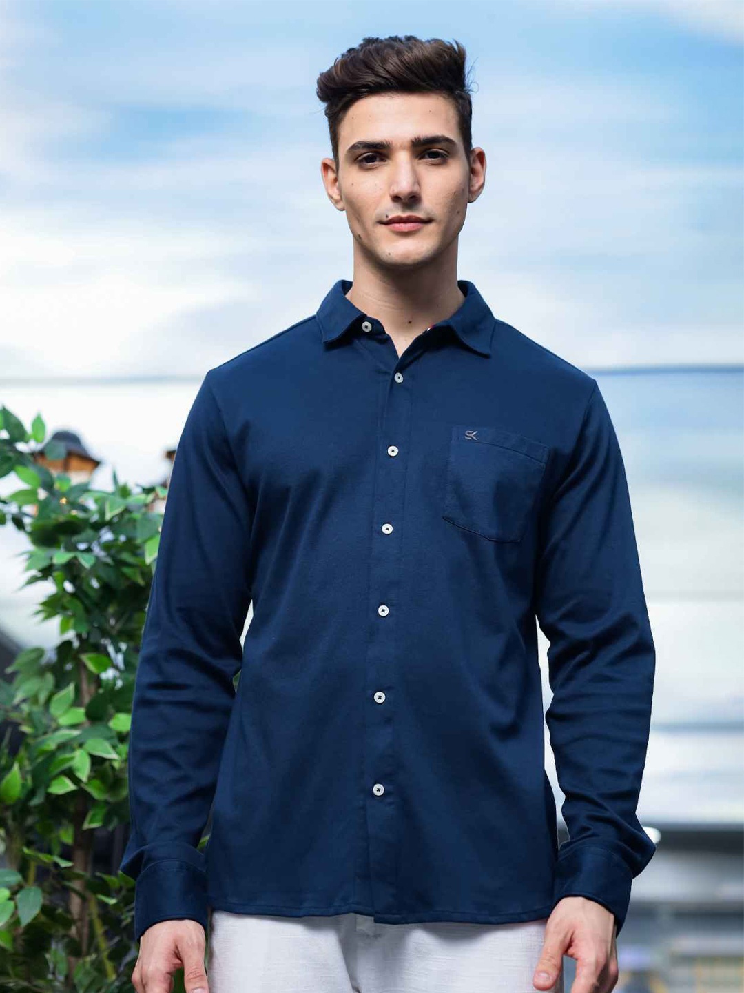

ONE SKY Men Opaque Casual Shirt, Navy blue