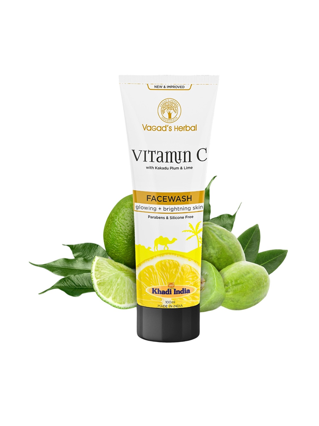 

Vagads Herbal Vitamin C Face Wash with Kakadu Plum & Lime - 100 ml, Yellow