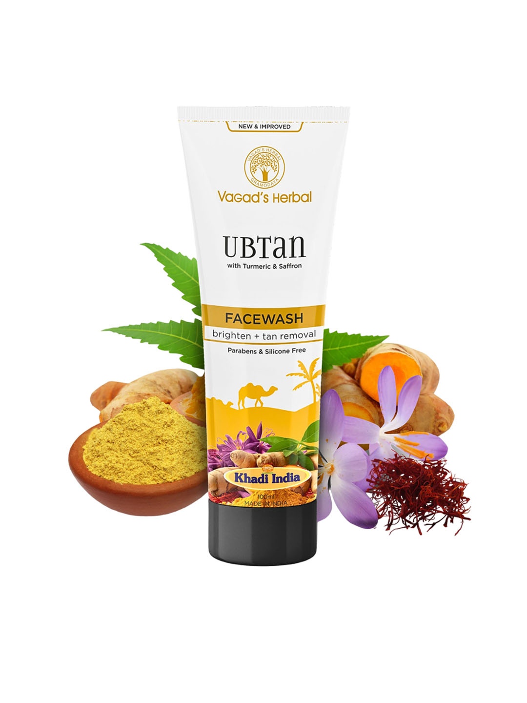 

Vagads Herbal Ubtan Face Wash with Turmeric & Saffron - 100 ml, Orange