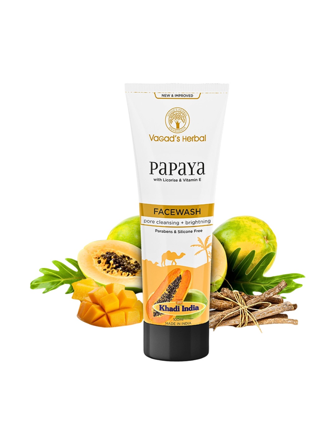 

Vagads Herbal Papaya Face Wash with Licorice & Vitamin E - 100 ml, Yellow