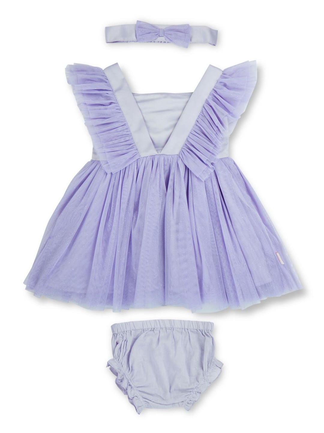 

GJ baby Girls Pleated Fit & Flare Dress With Hairband and Bloomer, Purple
