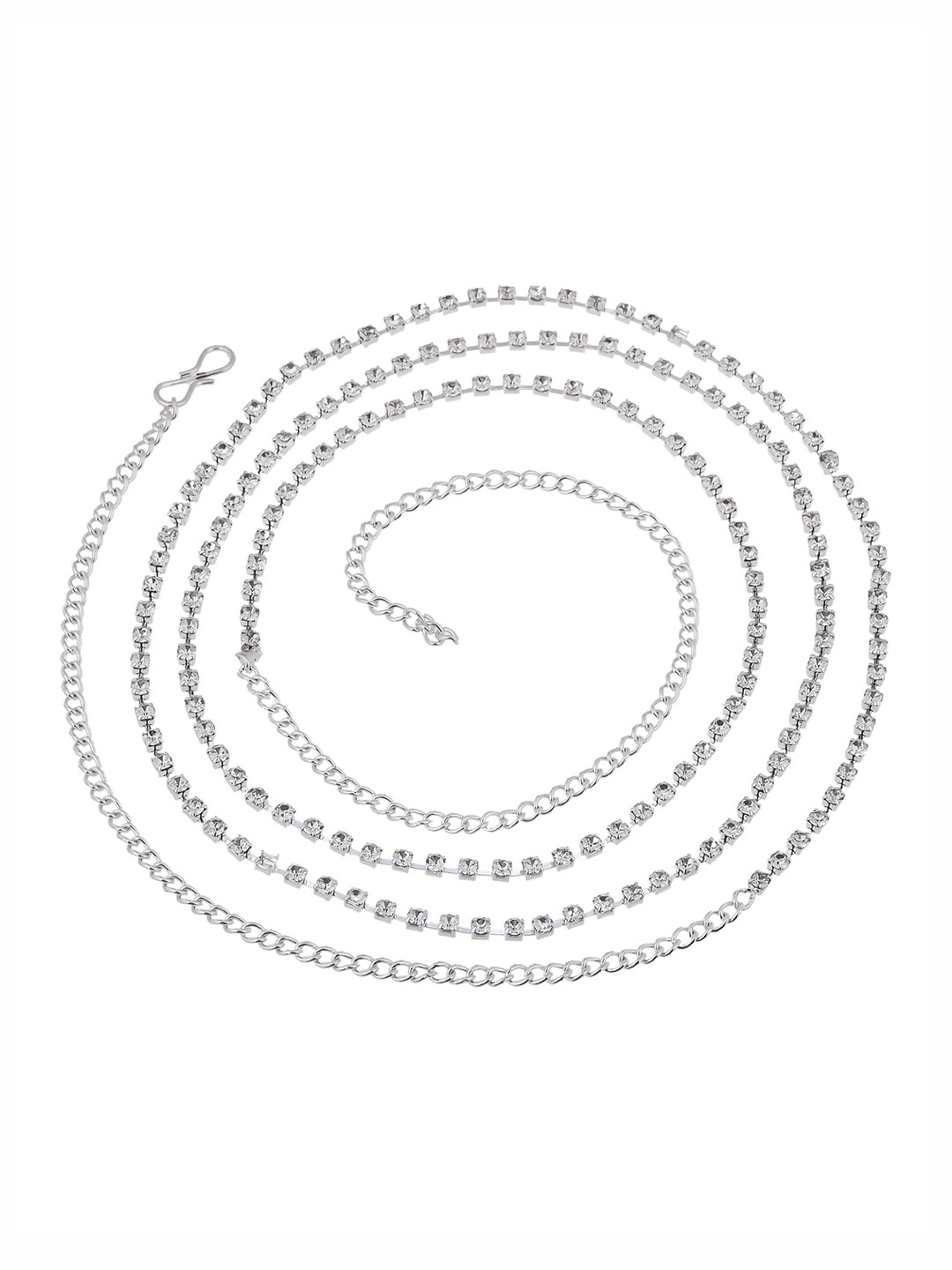 

Sanjog Cubic Zirconia Kamarband Waist Chain, Silver