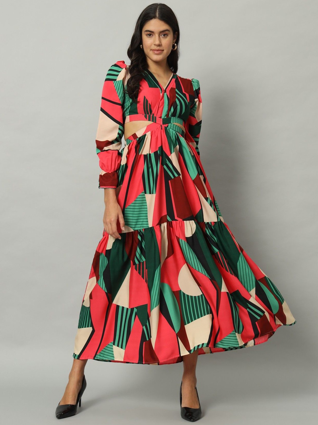 

Femvy Abstract Printed Cut-Outs Maxi Dress, Multi