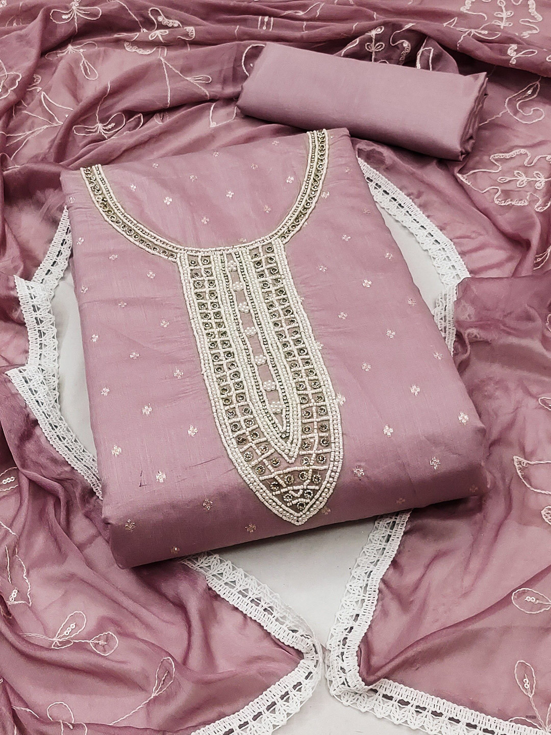 

MAHALASA Embroidered Unstitched Dress Material, Purple