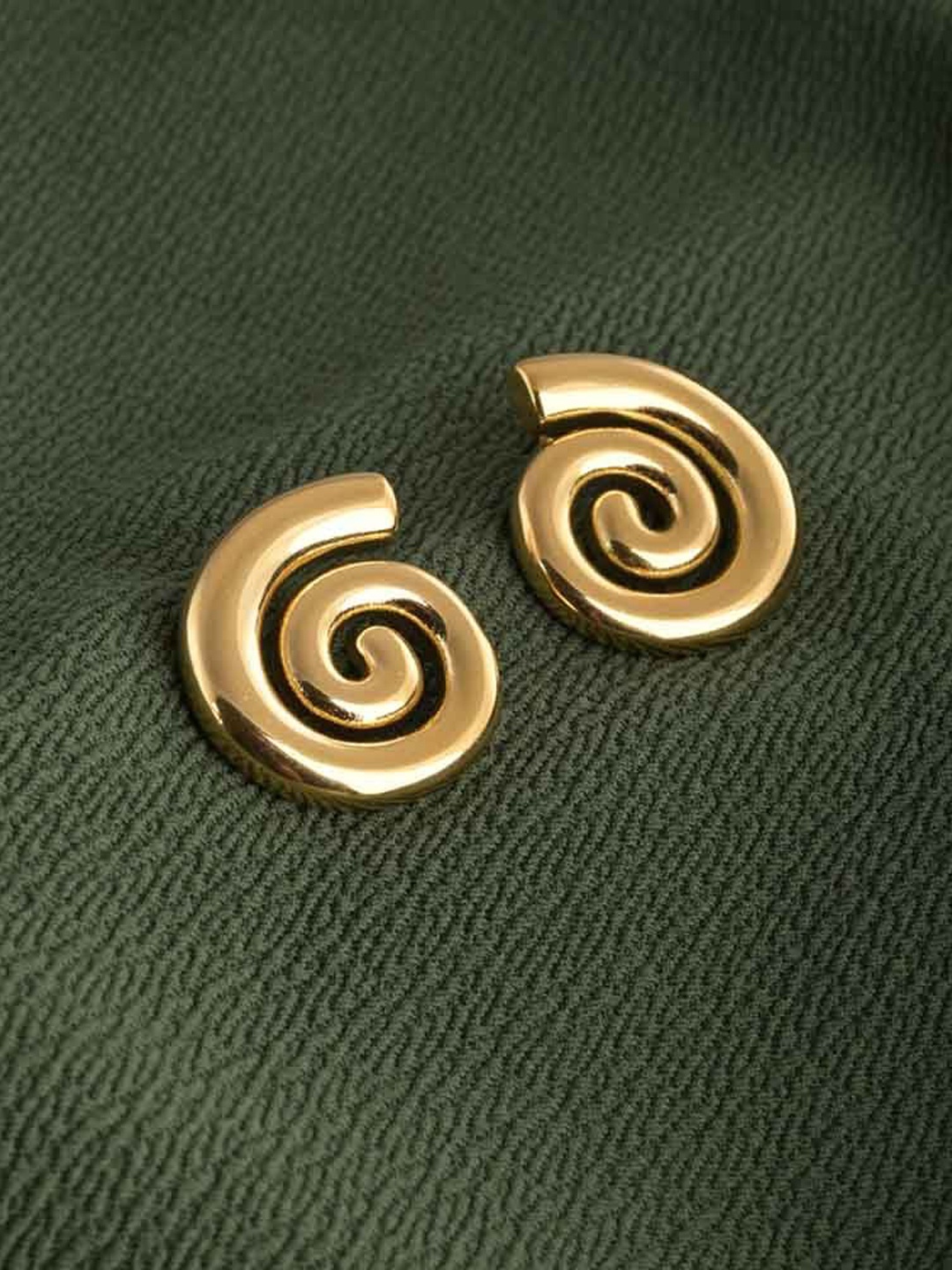 

PALMONAS Concentric Whirl Gold-Plated Stainless Steel Circular Studs Earrings