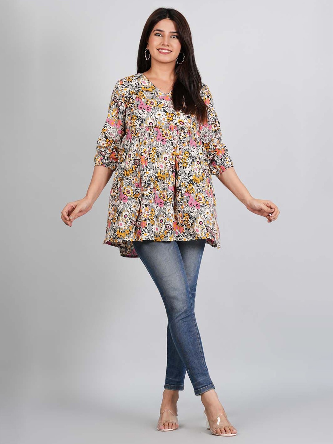 

PIMU Floral Print Cotton Empire Top, Multi