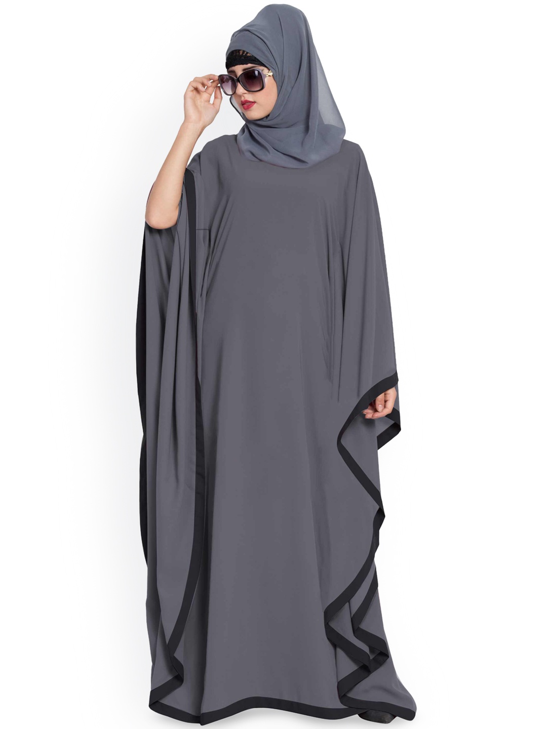 

MUSHKIYA Long Sleeve Burqas With Scarf, Grey