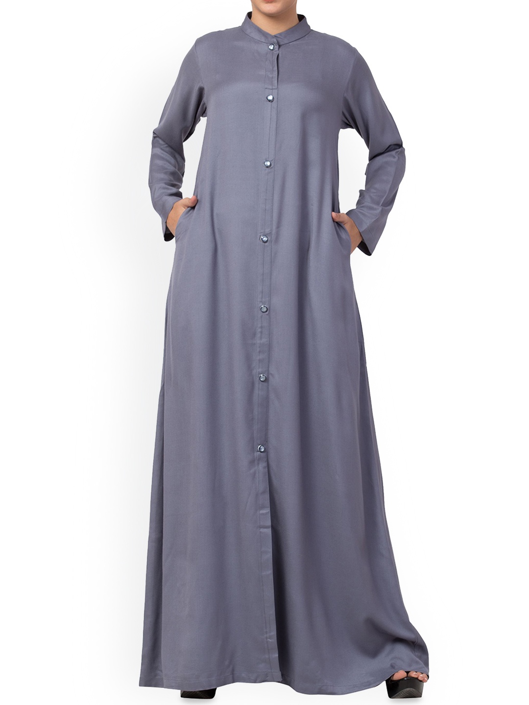 

MUSHKIYA Women Front Open Abaya Burqa, Grey