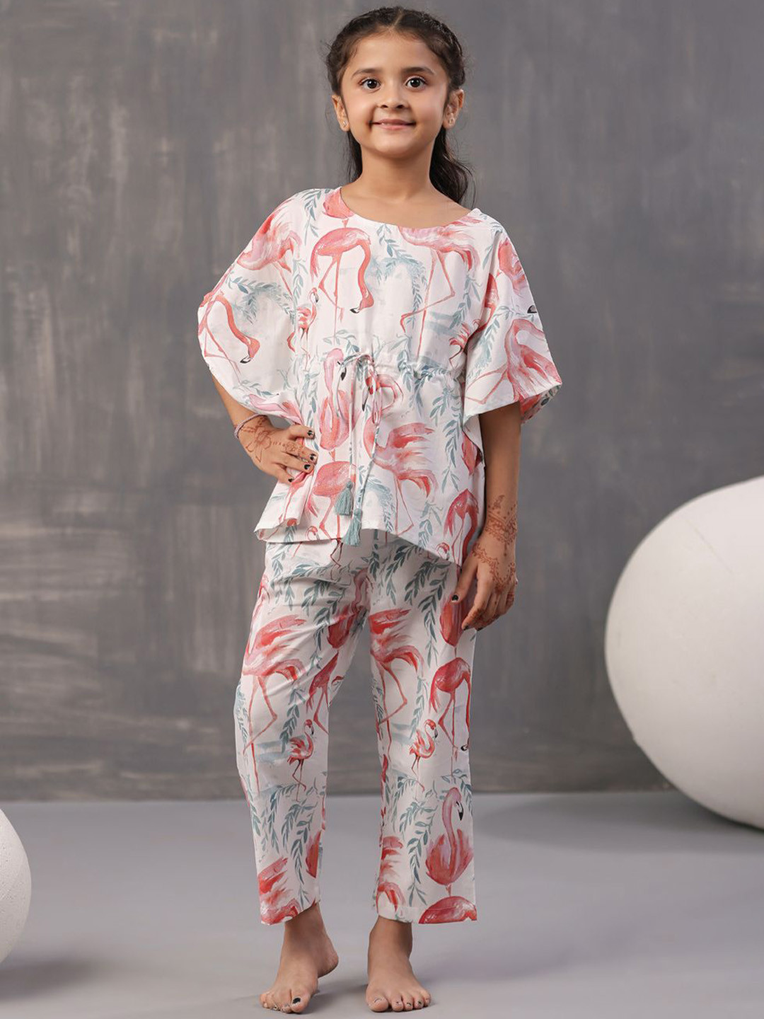 

SANSKRUTIHOMES Printed Pure Cotton Night suit, White