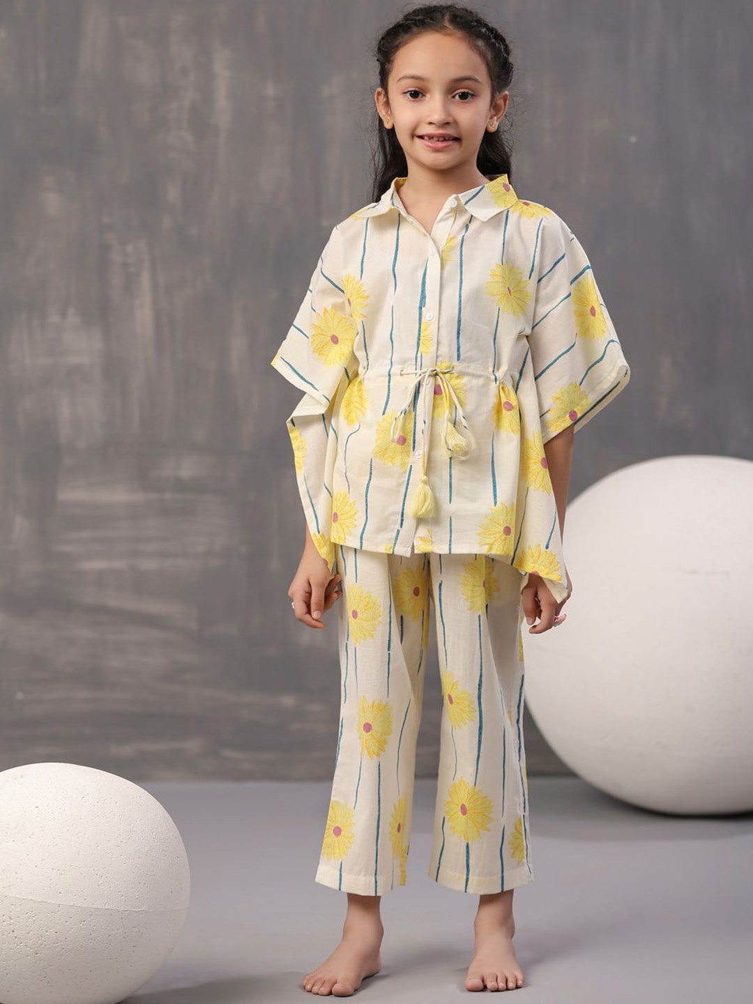 

SANSKRUTIHOMES Printed Pure Cotton Night Suit, White
