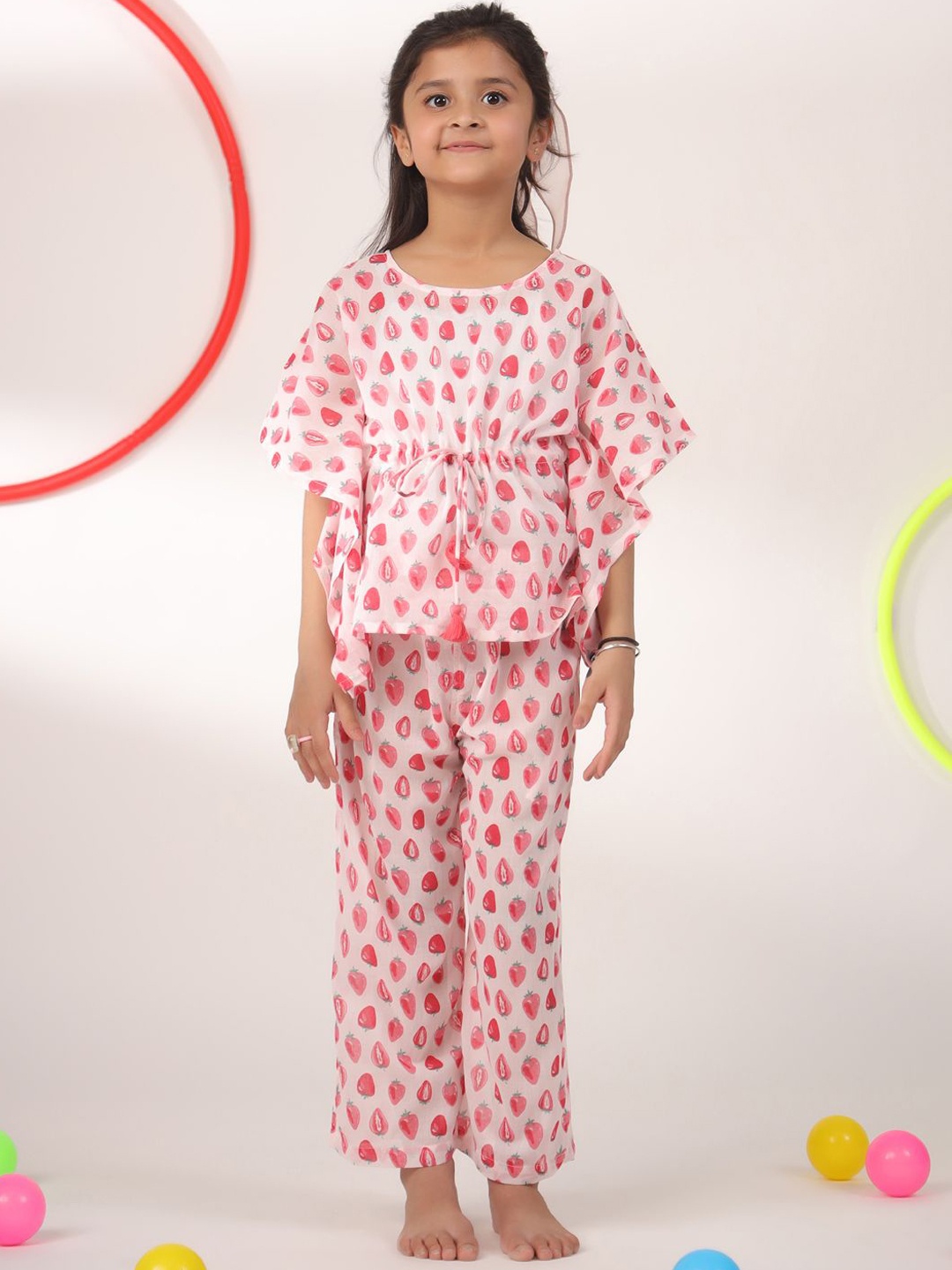 

SANSKRUTIHOMES Printed Pure Cotton Night Suit, Off white