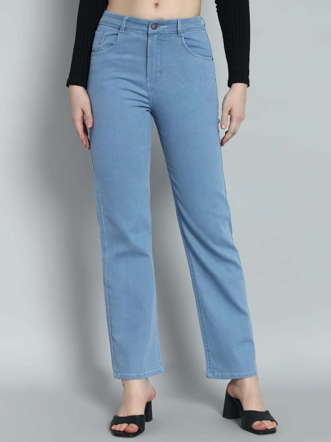 

FASHIONFIBRE Women Narrow High-Rise Stretchable Jeans, Turquoise blue